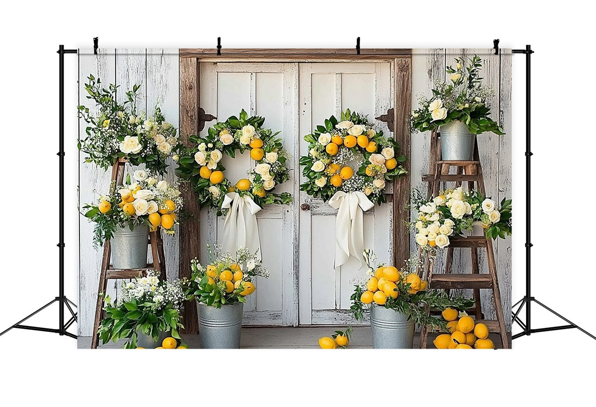 Lemon Backdrop Lemon Floral Country Summer Backdrop CJJ3-259