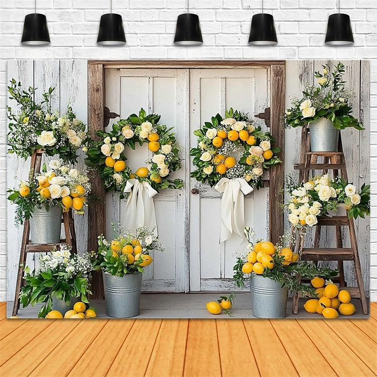 Lemon Backdrop Lemon Floral Country Summer Backdrop CJJ3-259