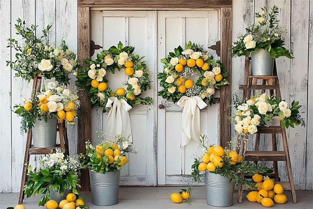 Lemon Backdrop Lemon Floral Country Summer Backdrop CJJ3-259