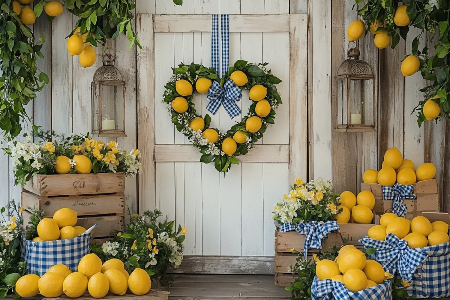Lemon Backdrop Fresh Lemon Flower Summer Backdrop CJJ3-260