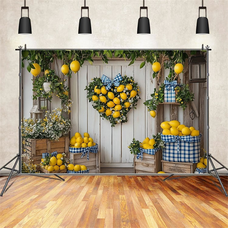 Lemon Backdrop Heart Lemon Wreath Door Summer Backdrop CJJ3-261