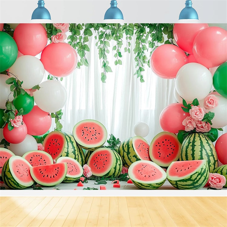 Watermelon Photo Backdrop Watermelon Balloon Garland Summer Backdrop CJJ3-262