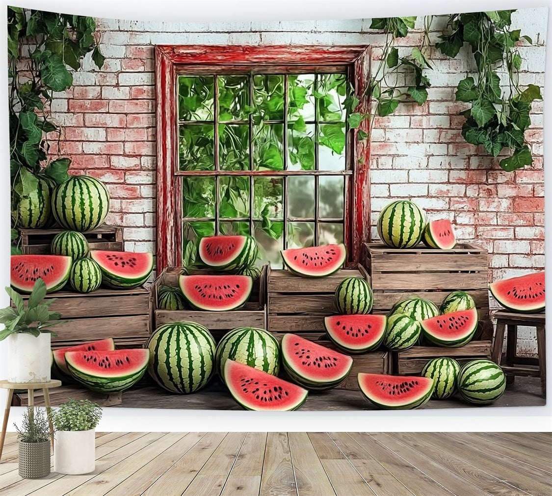 Watermelon Photo Backdrop Garden Window Watermelon Summer Backdrop CJJ3-264