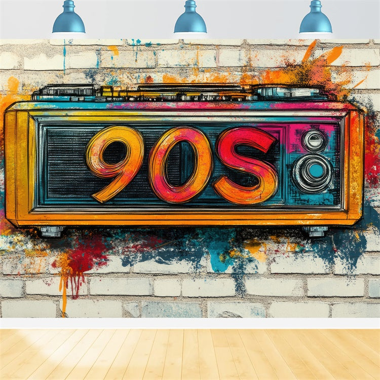 Graffiti Brick Wall Backdrop Colorful Urban Street Art Backdrop CJJ3-28