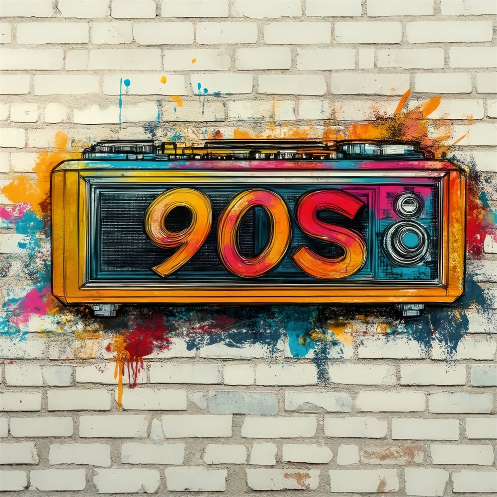 Graffiti Brick Wall Backdrop Colorful Urban Street Art Backdrop CJJ3-28