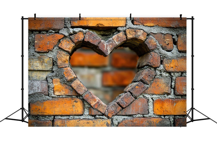 Brick Backdrop Cloth Distressed Heart Shaped Brick Backdrop CJJ3-45