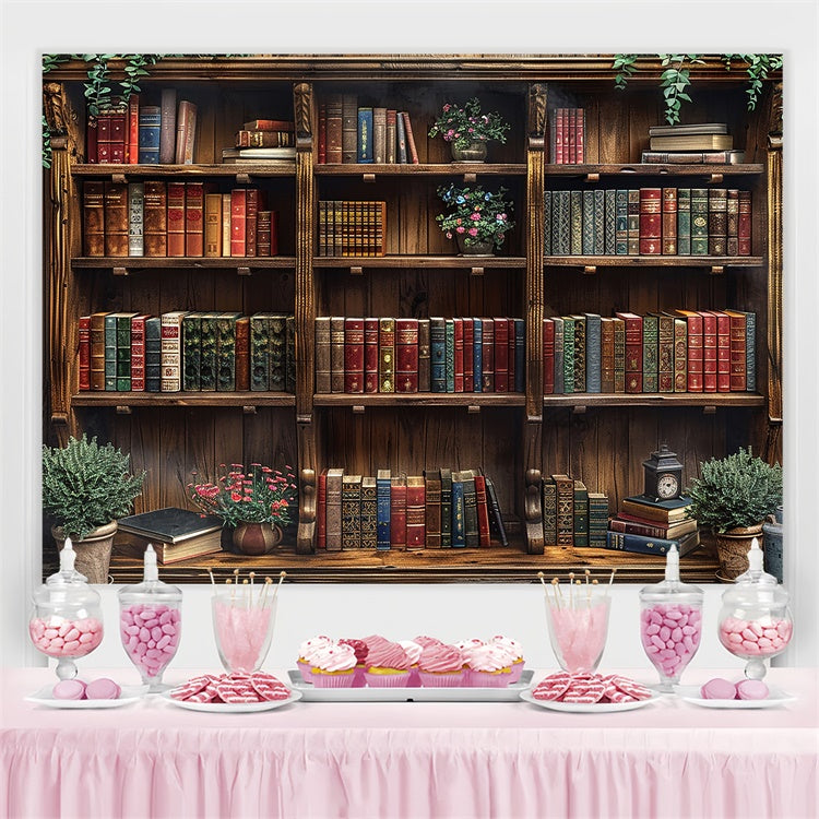 World Book Day Backdrop Antique Study Bookshelf Backdrop CJJ3-49