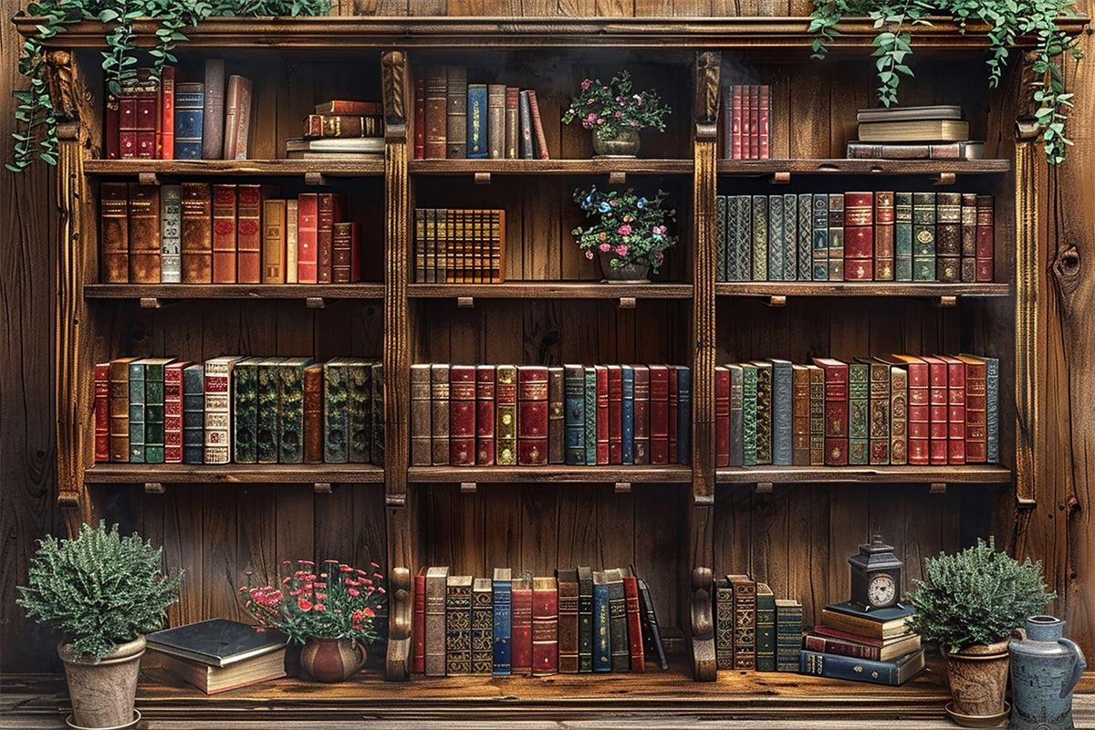 World Book Day Backdrop Antique Study Bookshelf Backdrop CJJ3-49