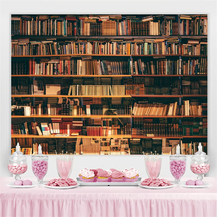 World Book Day Backdrop Vintage Library Bookshelf Backdrop CJJ3-55