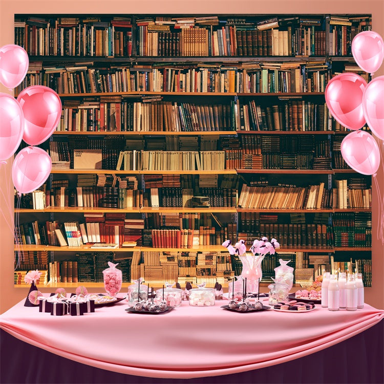 World Book Day Backdrop Vintage Library Bookshelf Backdrop CJJ3-55