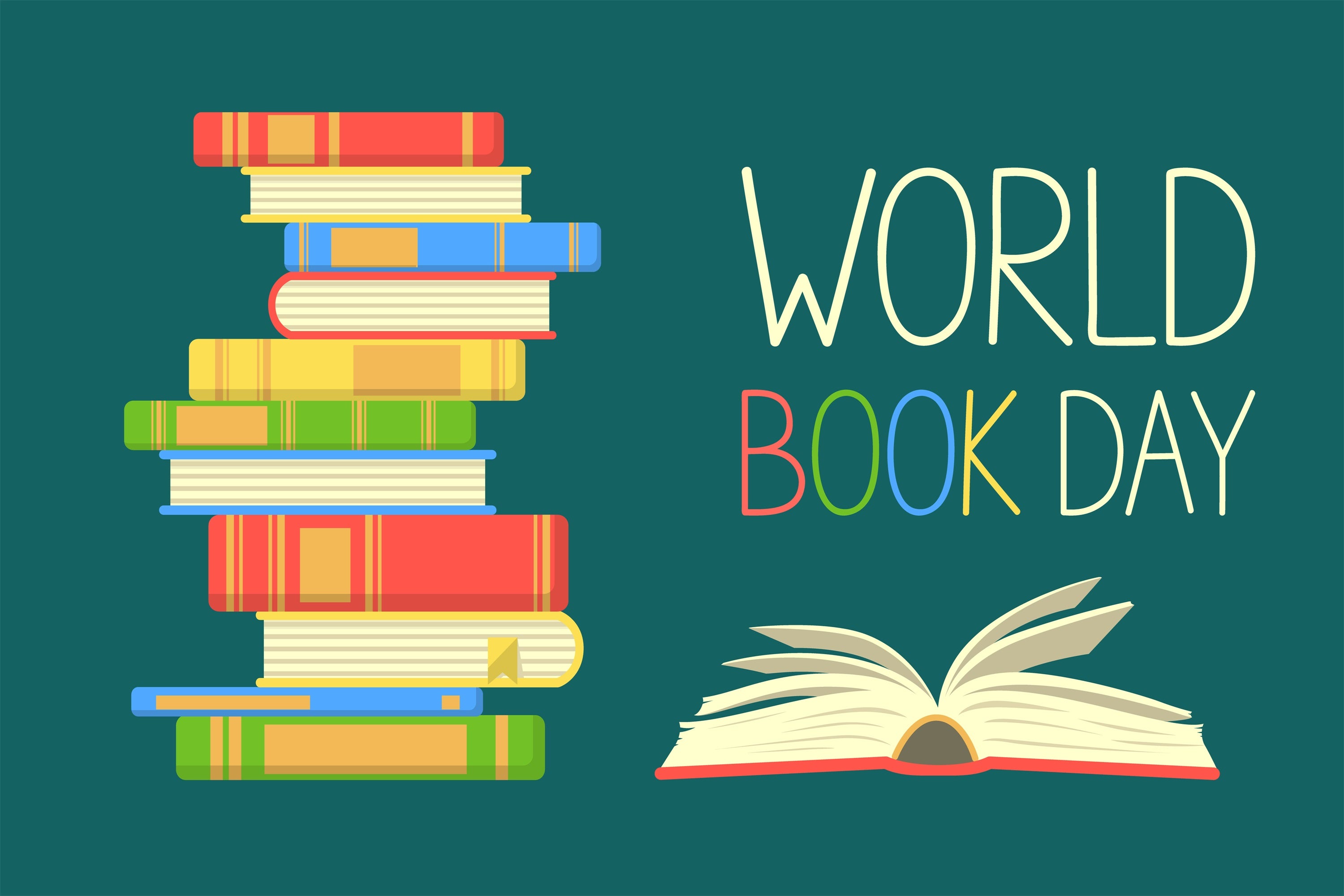 World Book Day Backdrop Colorful Cartoon Book Backdrop CJJ3-61