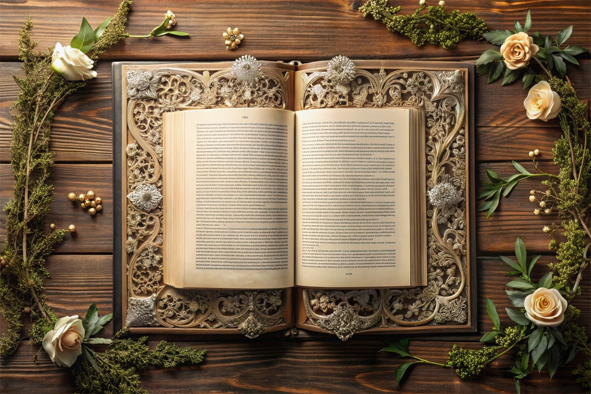 World Book Day Backdrop Floral Ornate Book Backdrop CJJ3-62