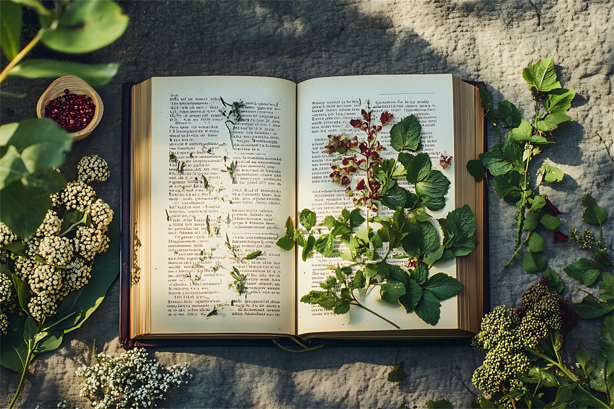 World Book Day Backdrop Botanical Open Book Nature Backdrop CJJ3-63