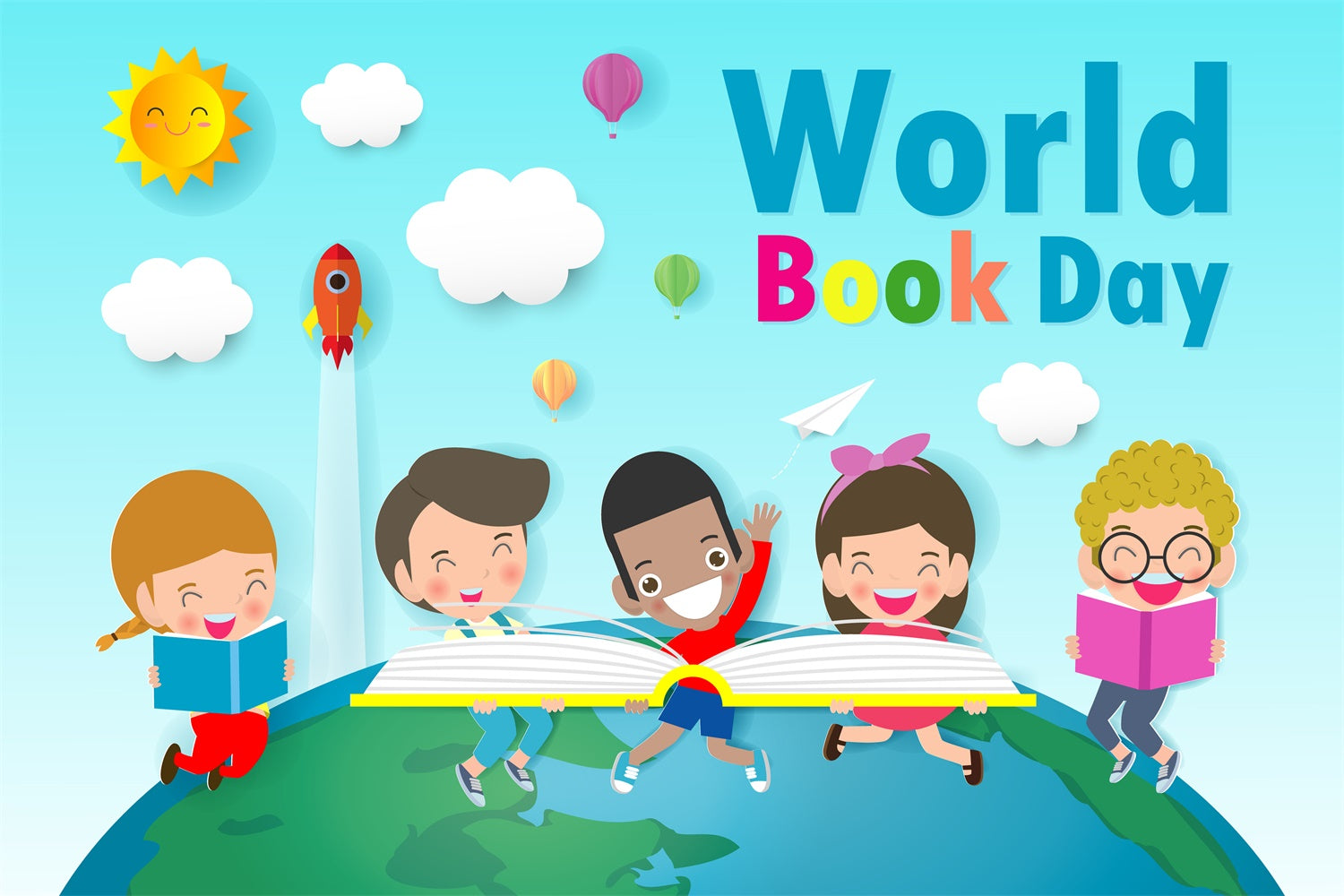 World Book Day Backdrop Cartoon Kids Learning Backdrop CJJ3-64