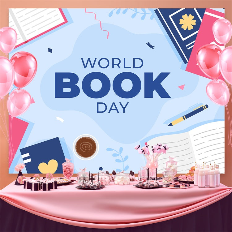 World Book Day Backdrop Elegant Books Coffee Backdrop CJJ3-68