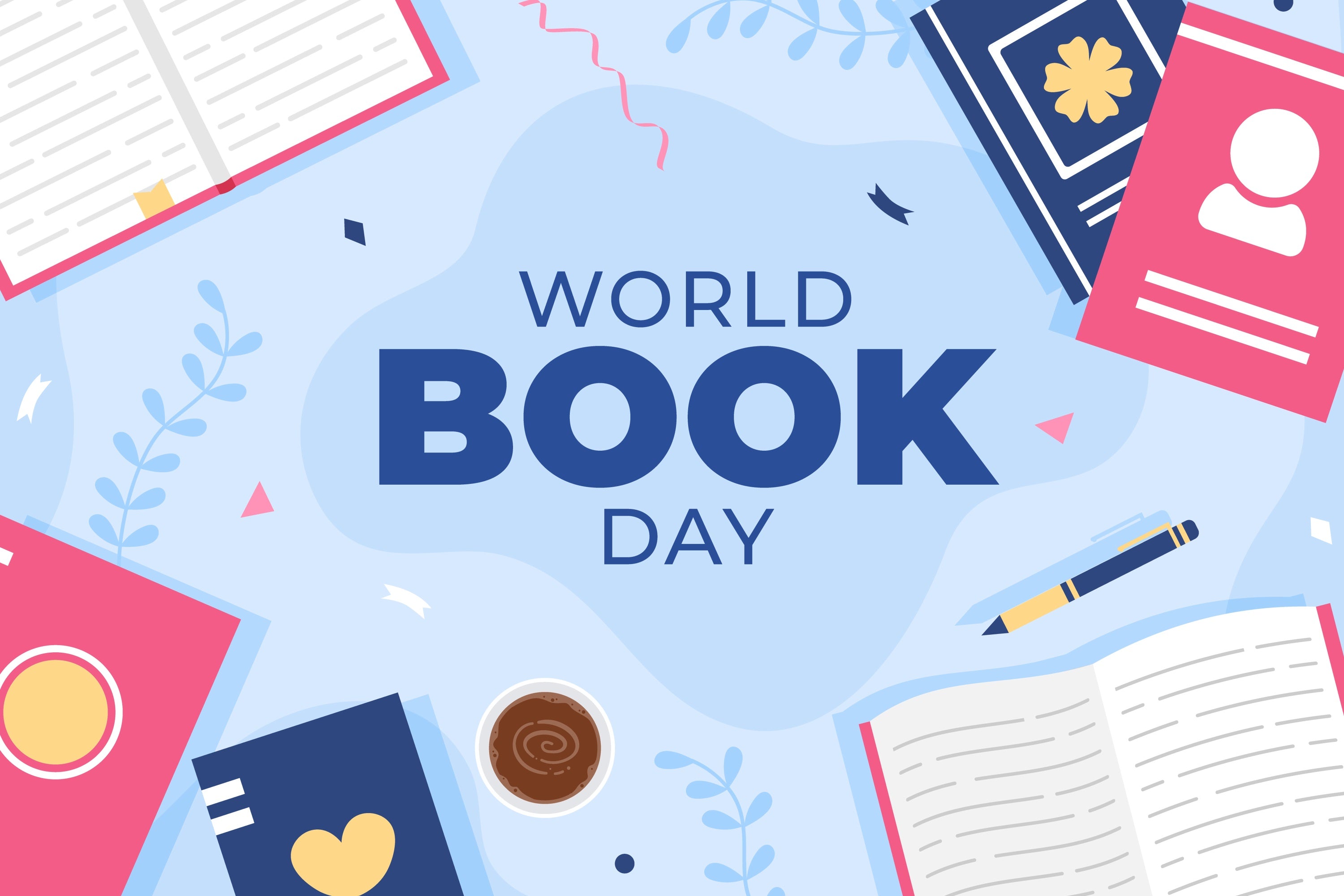 World Book Day Backdrop Elegant Books Coffee Backdrop CJJ3-68