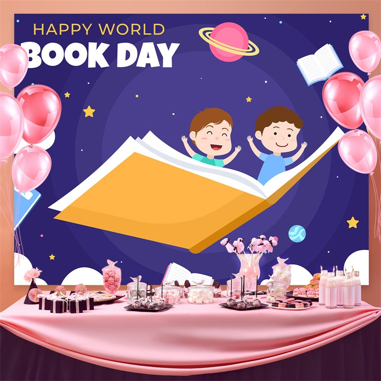 World Book Day Backdrop Flying Storybook Galaxy Backdrop CJJ3-70