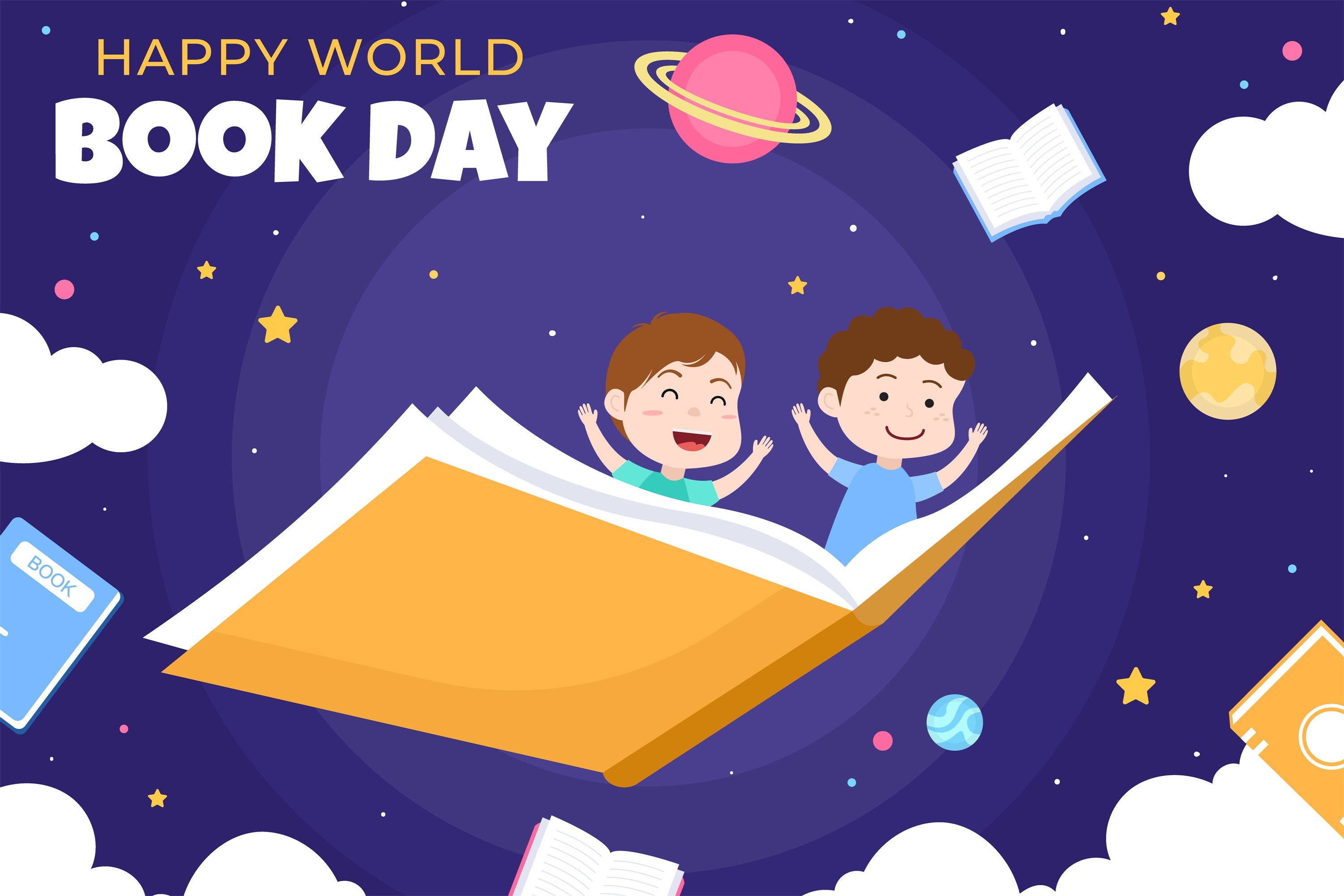 World Book Day Backdrop Flying Storybook Galaxy Backdrop CJJ3-70