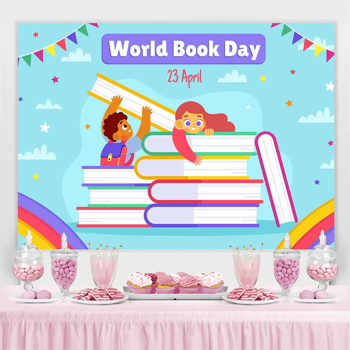World Book Day Backdrop Fantasy Book Mountain Kids Backdrop CJJ3-73