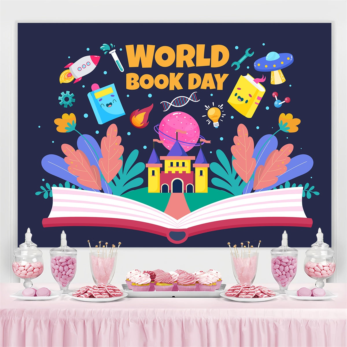 World Book Day Backdrop Fantasy Knowledge Wonderland Backdrop CJJ3-74