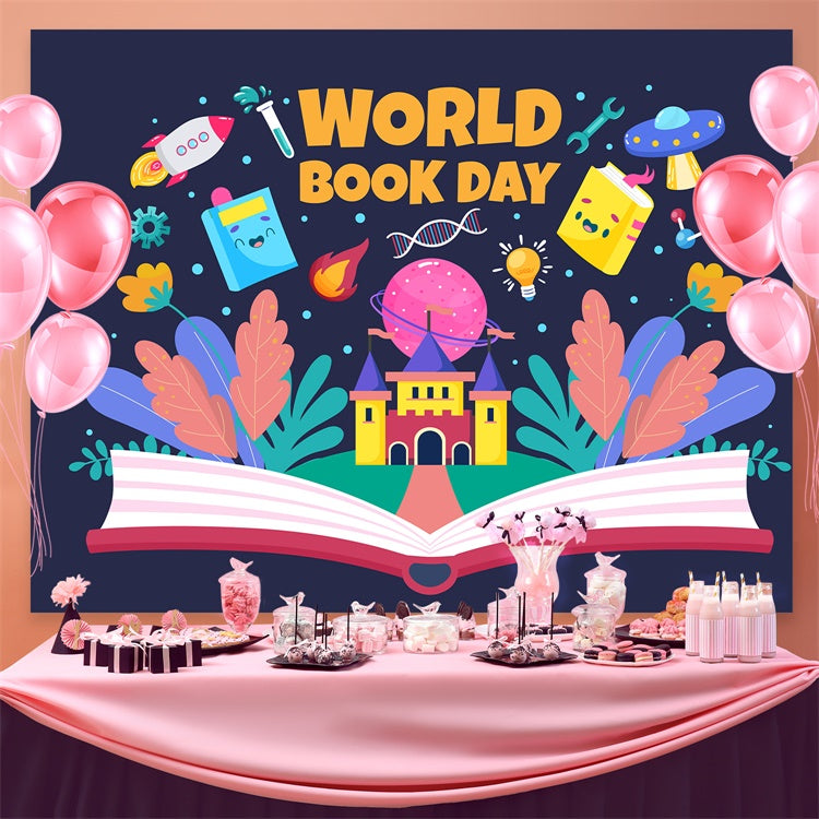 World Book Day Backdrop Fantasy Knowledge Wonderland Backdrop CJJ3-74