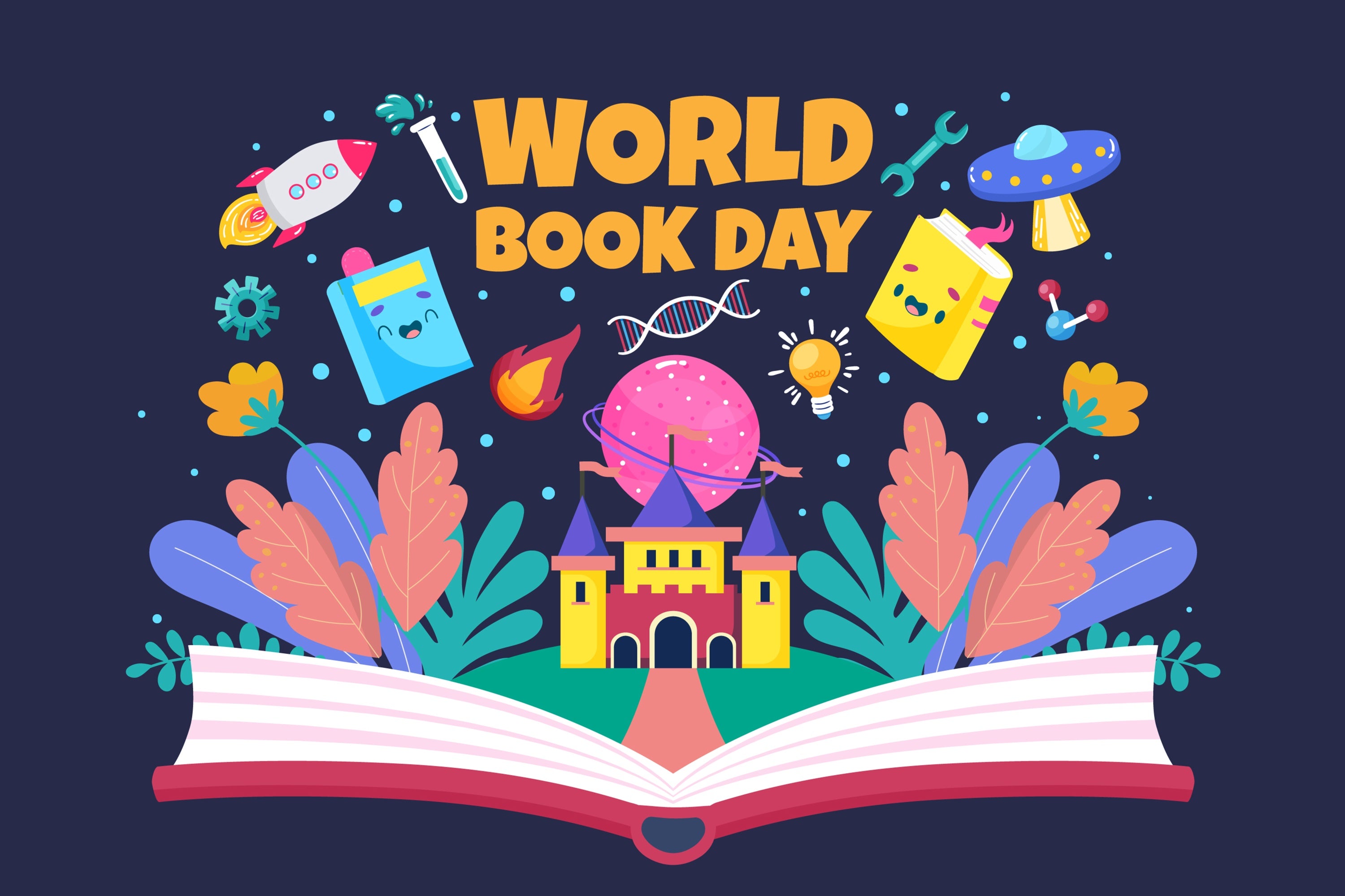 World Book Day Backdrop Fantasy Knowledge Wonderland Backdrop CJJ3-74