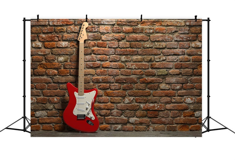 Brick Wall Photo Backdrop Red Electric Guitar Brick Backdrop CJJ3-8