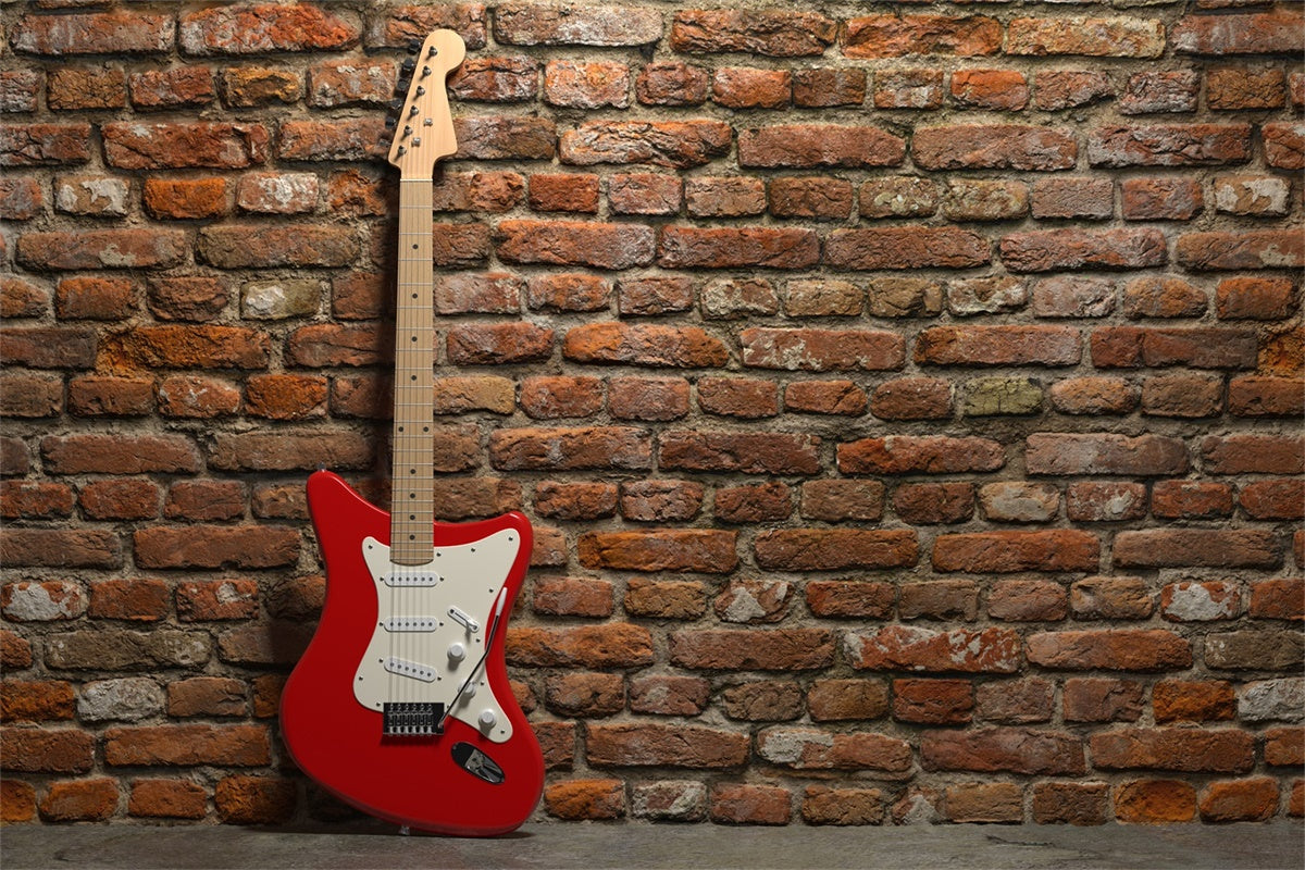 Brick Wall Photo Backdrop Red Electric Guitar Brick Backdrop CJJ3-8