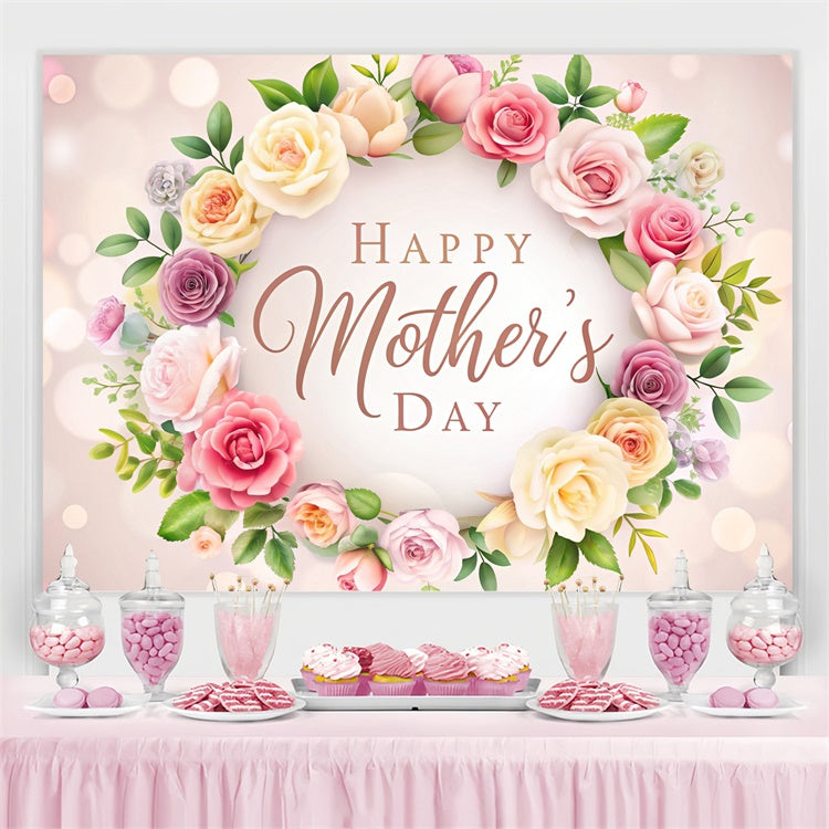 Mother's Day Backdrop Ideas Rose Garland Elegant Custom Backdrop CJJ3-83
