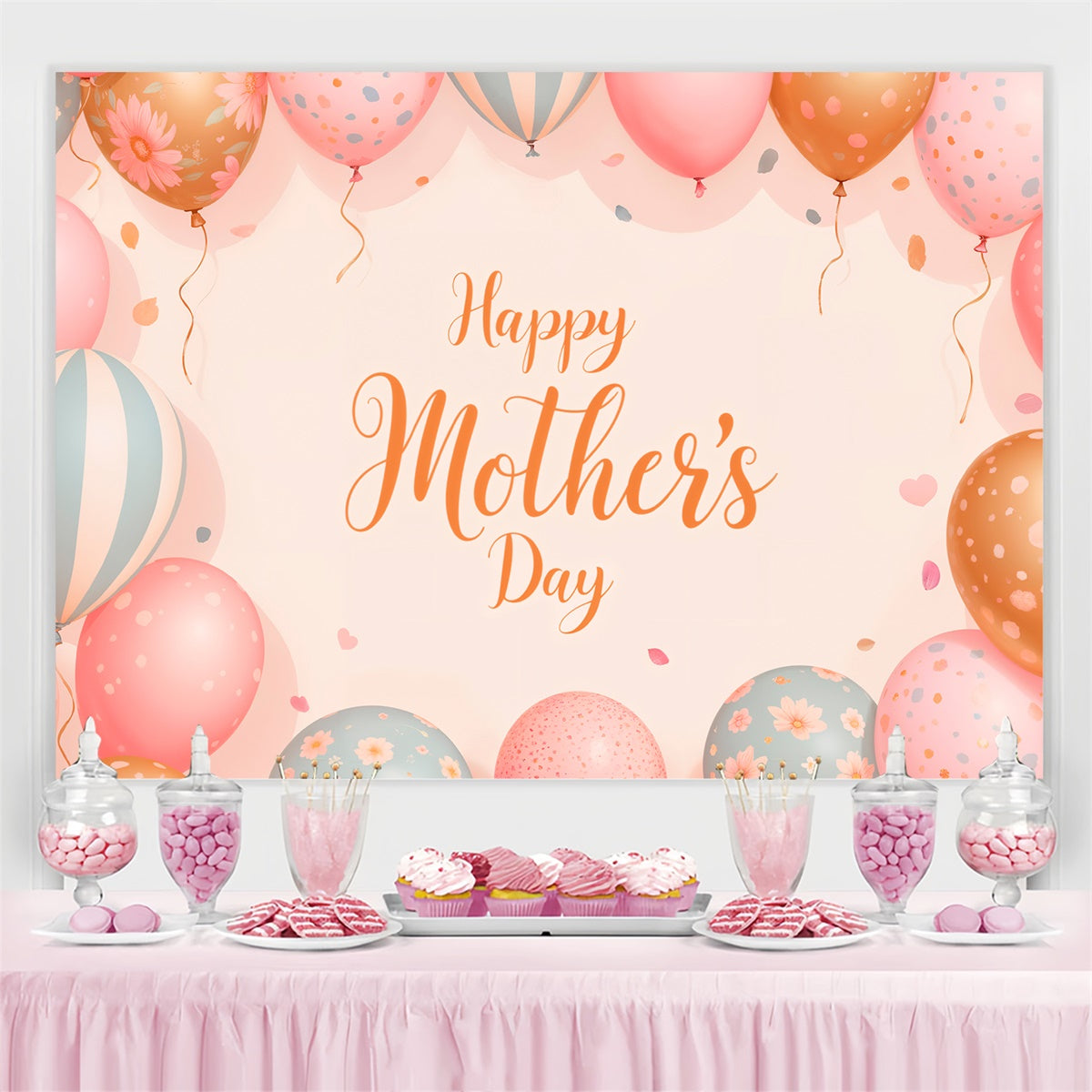 Mothers Day Backdrops Vintage Pastel Balloon Customized Backdrop CJJ3-85