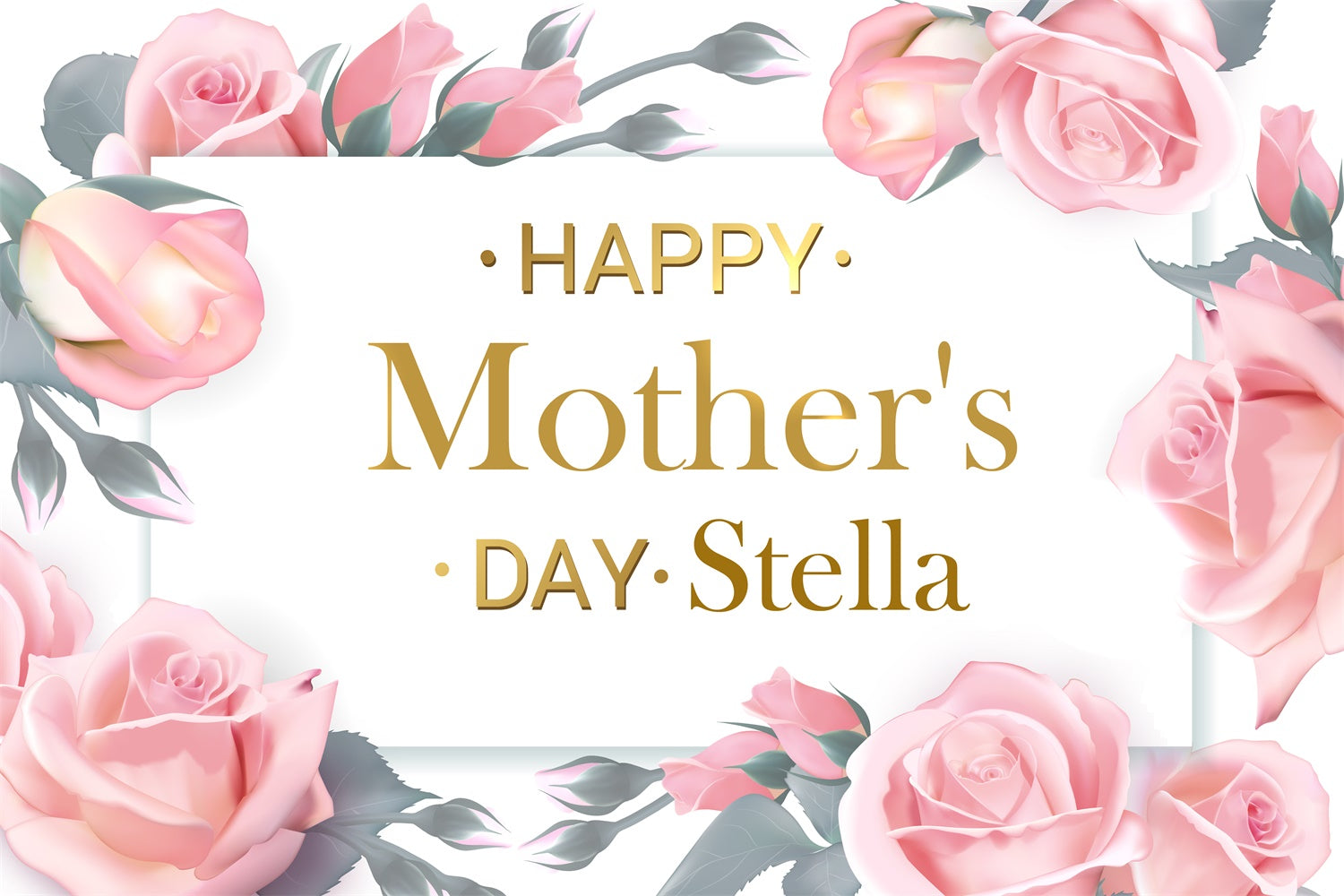 Mother's Day Backdrop Elegant Pink Rose Personalized Backdrop CJJ3-91