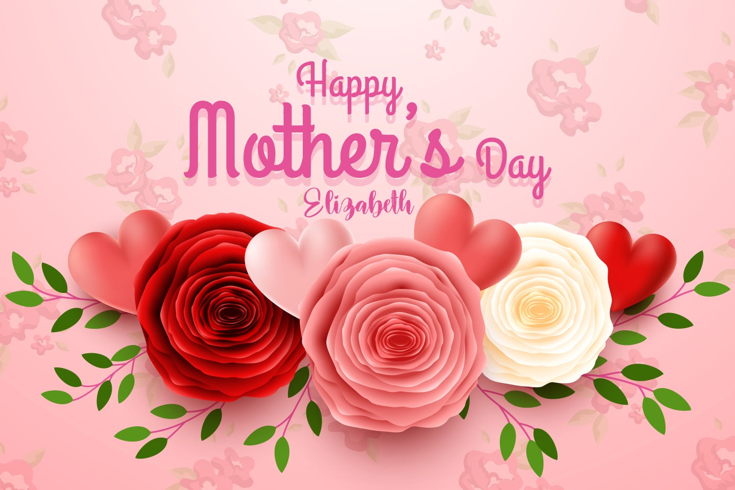 Mothers Day Photo Backdrop Charming Floral Heart Custom Backdrop CJJ3-96