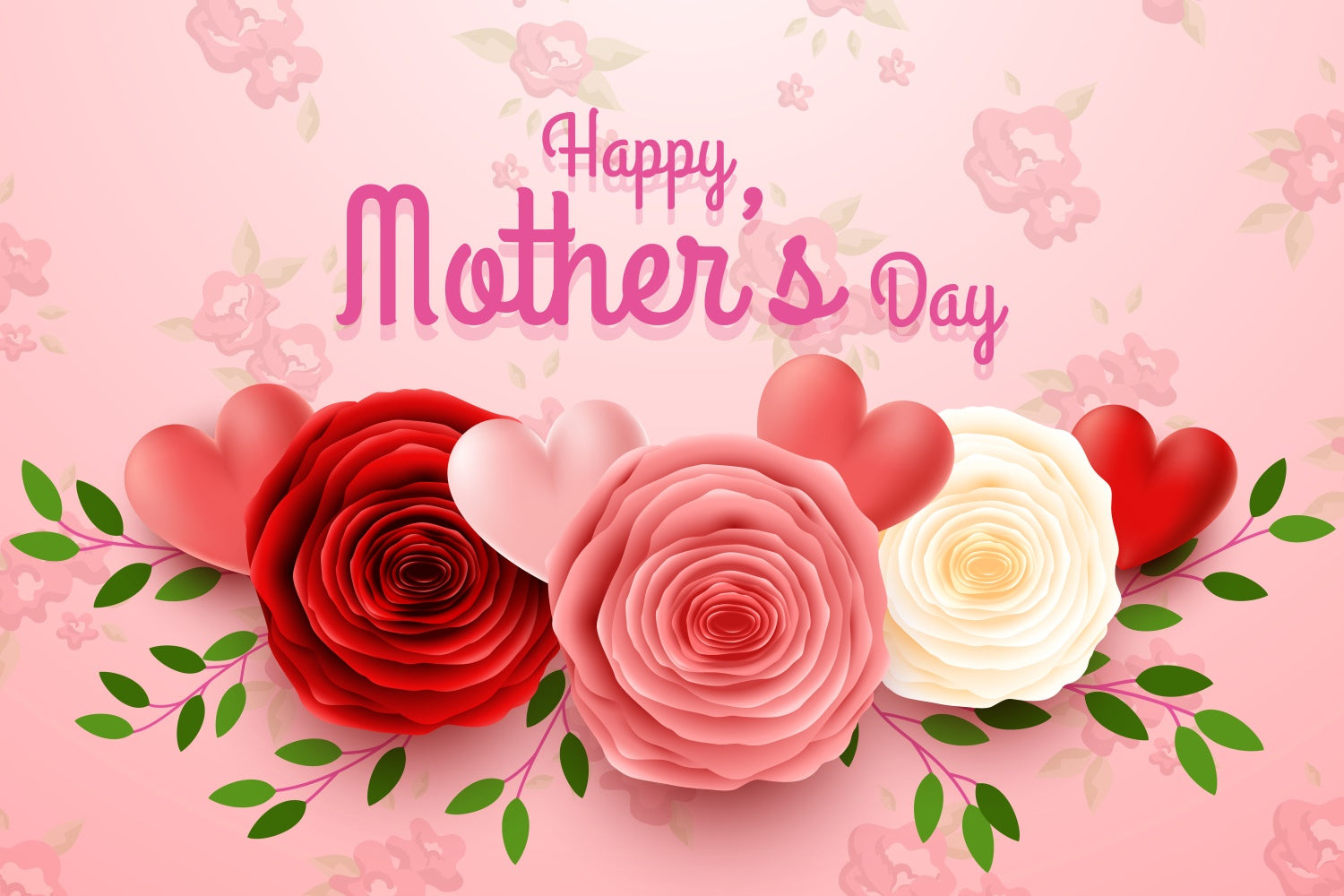 Mothers Day Photo Backdrop Charming Floral Heart Custom Backdrop CJJ3-96