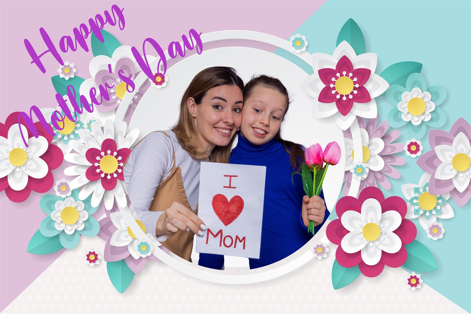 Backdrops For Mother's Day Colorful Floral Frame Custom Backdrop CJJ3-99