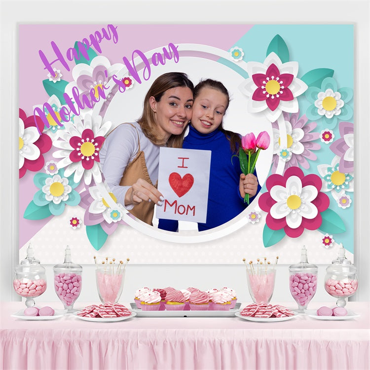 Backdrops For Mother's Day Colorful Floral Frame Custom Backdrop CJJ3-99