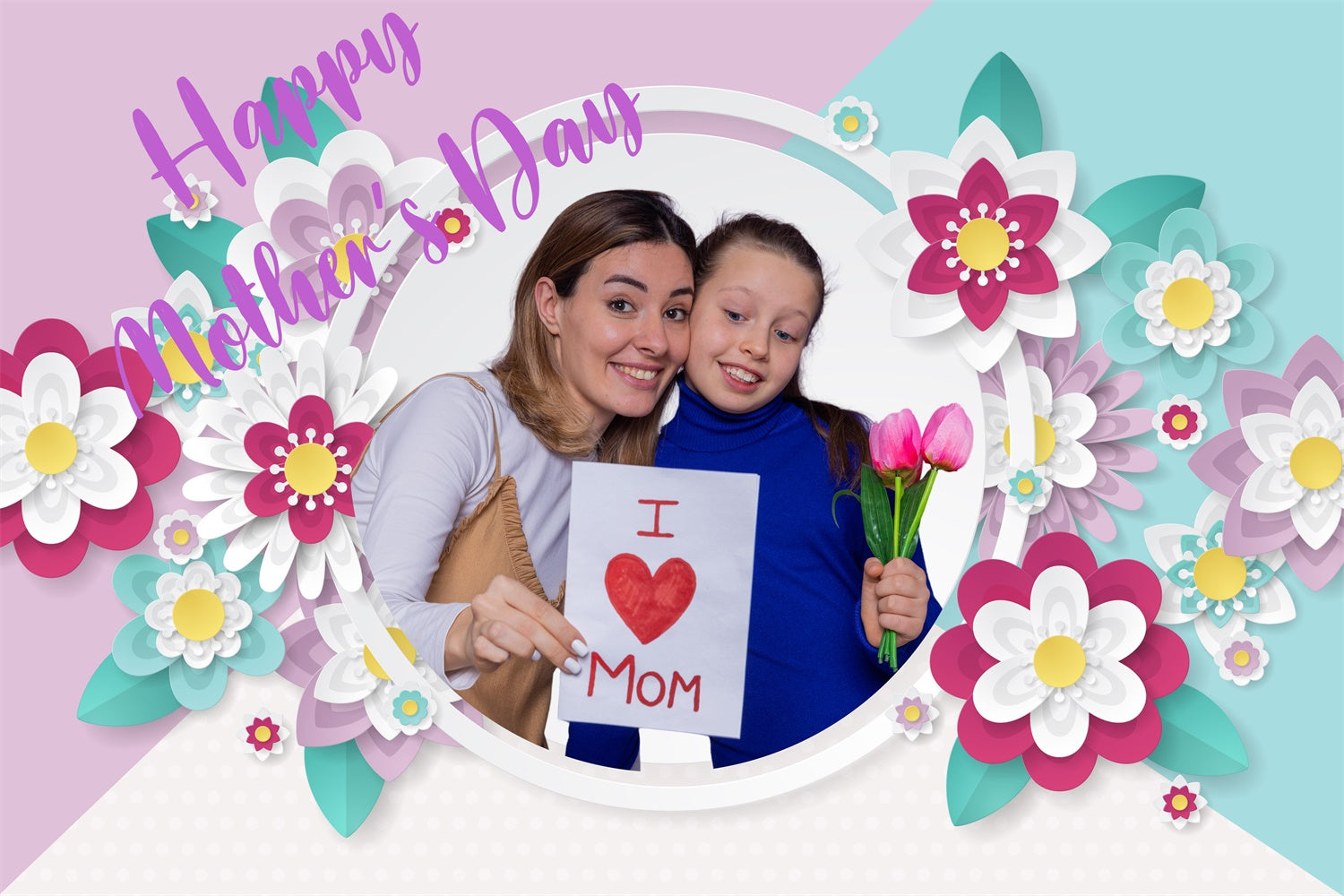 Backdrops For Mother's Day Colorful Floral Frame Custom Backdrop CJJ3-99