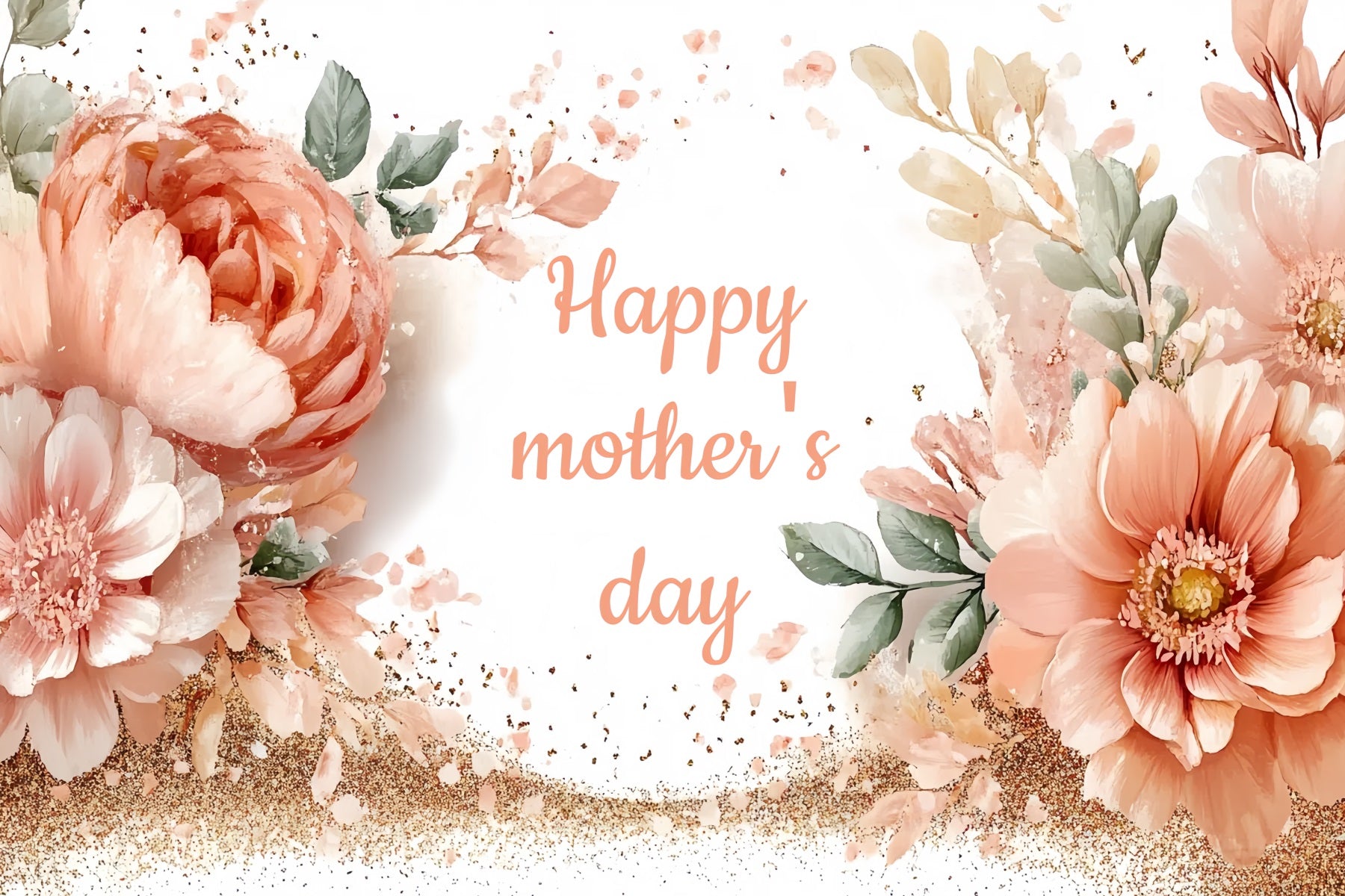 Mothers Day Backdrop Peach Floral Glow Custom Backdrop CSH-132
