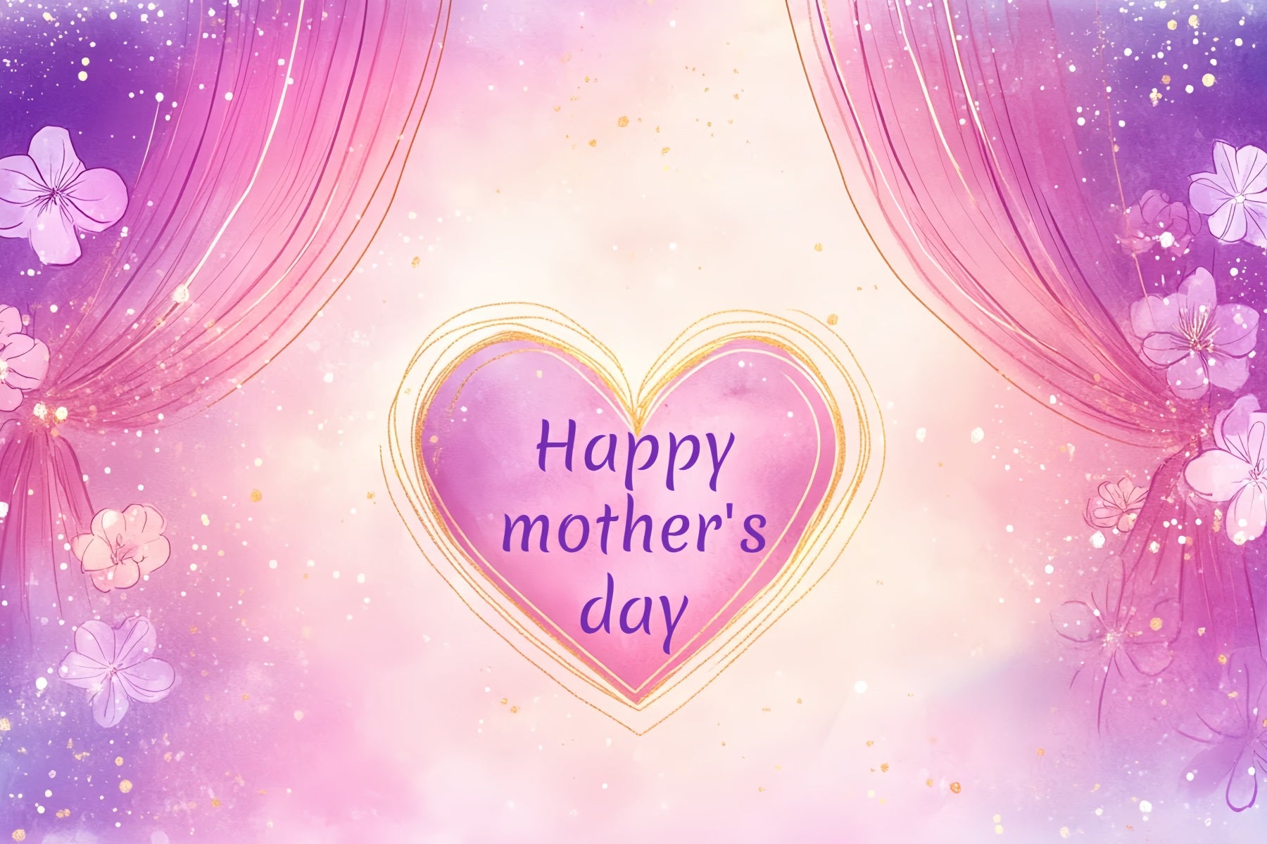 Mothers Day Photo Backdrop Purple Heart Glow Personalised Backdrop CSH-138