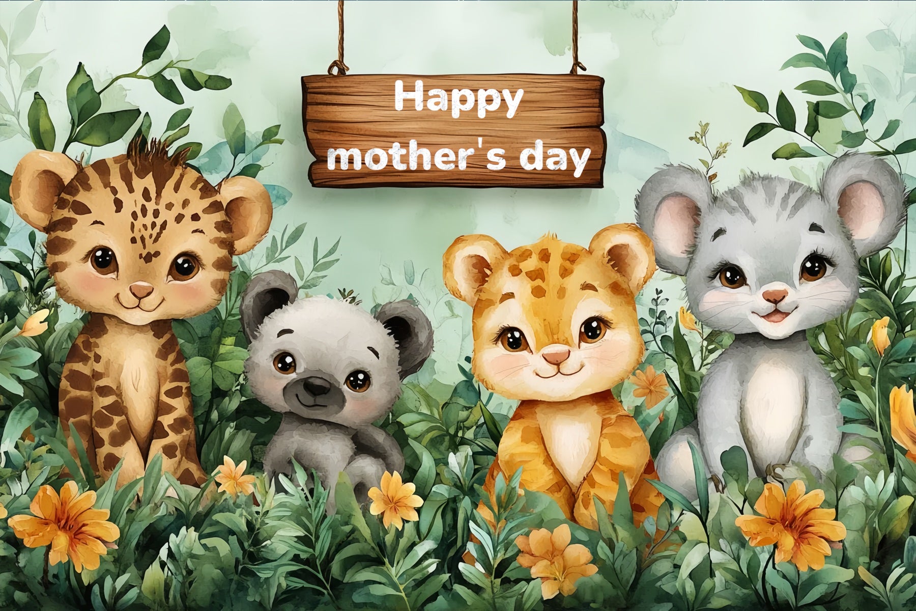 Backdrops For Mother's Day Jungle Friends Customized Backdrop CSH-141