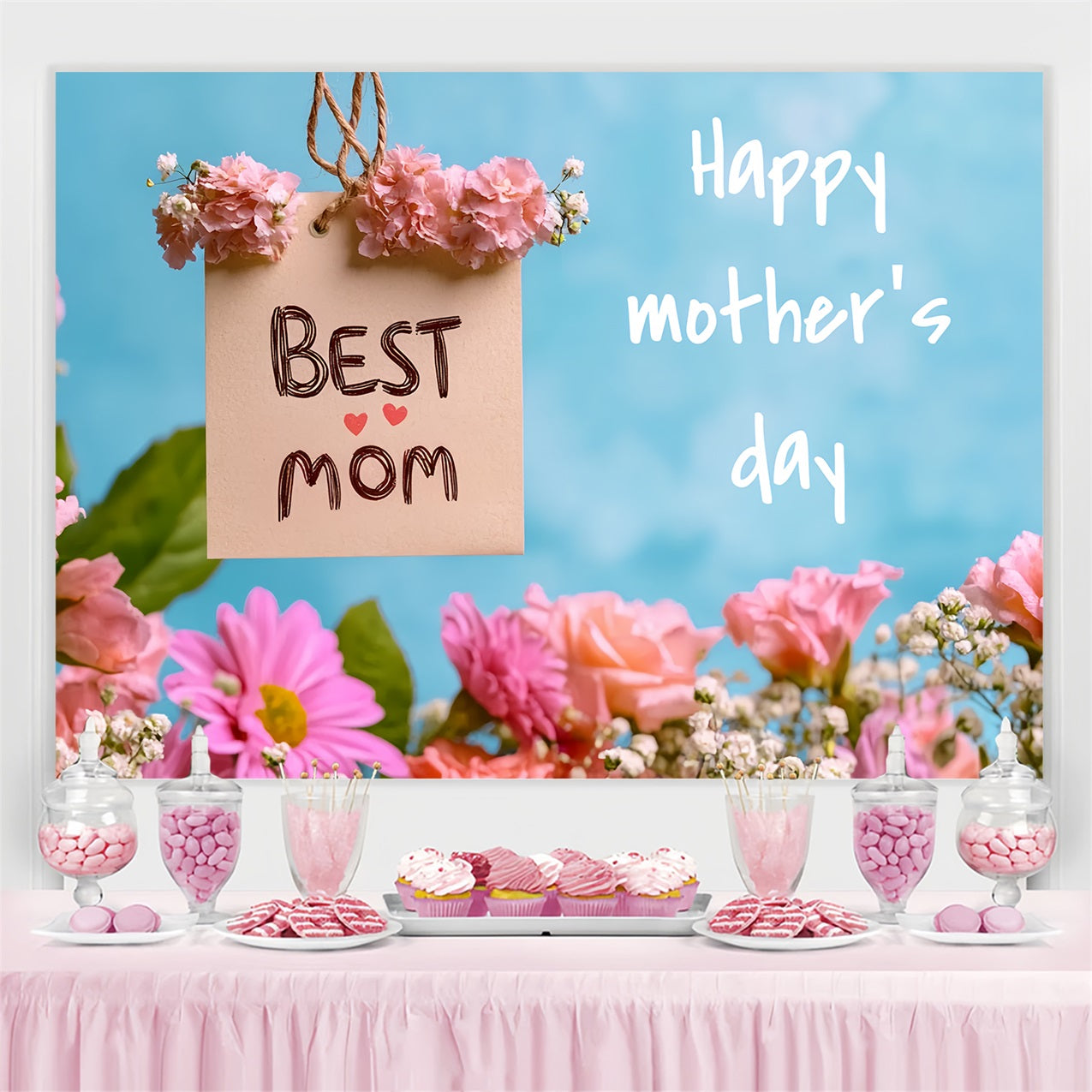 Mothers Day Photo Backdrop Floral Gratitude Personalised Backdrop CSH-142