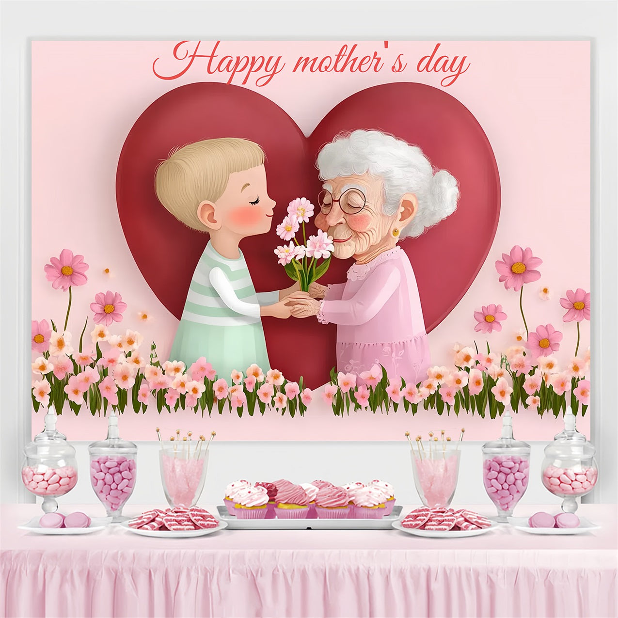 Backdrops For Mother's Day Love Sweet Gift Customized Backdrop CSH-145