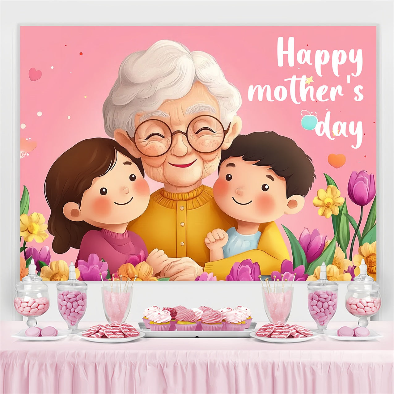 Mothers Day Photography Backdrops Warm Family Embrace Personalised Backdrop CSH-146