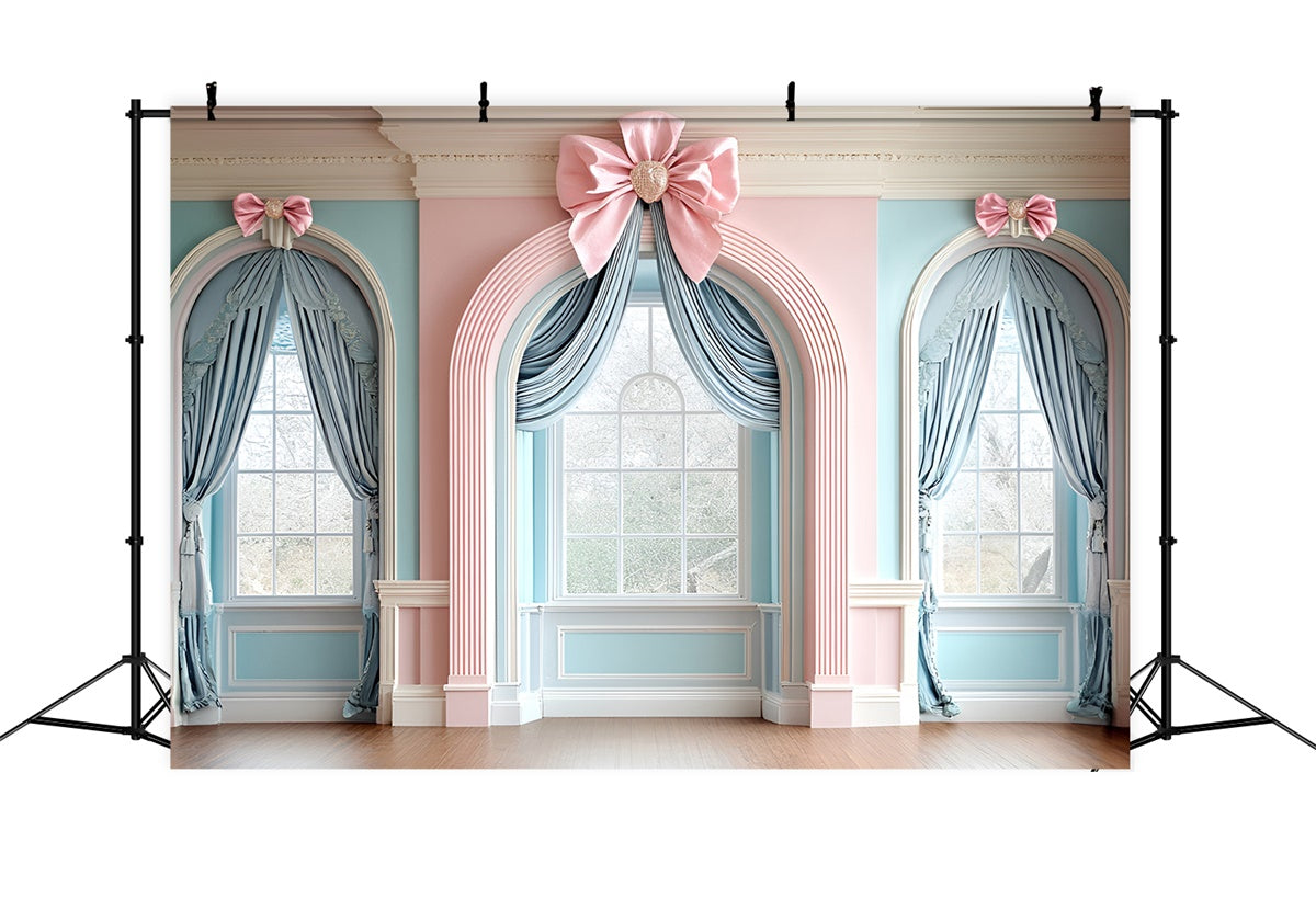 Vintage Wall Backdrop Elegant Archway Satin Bows Backdrop CSH2-218