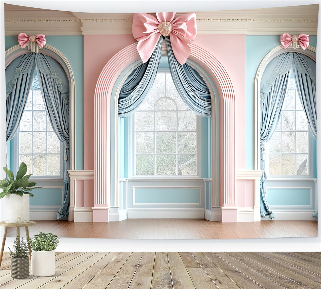 Vintage Wall Backdrop Elegant Archway Satin Bows Backdrop CSH2-218