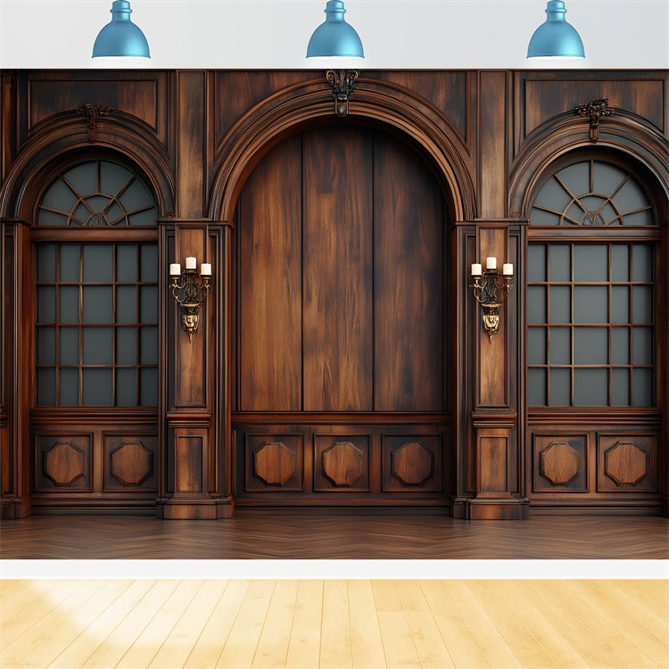 Wood Wall Backdrop Vintage Wood Panel Archway Backdrop CSH2-220