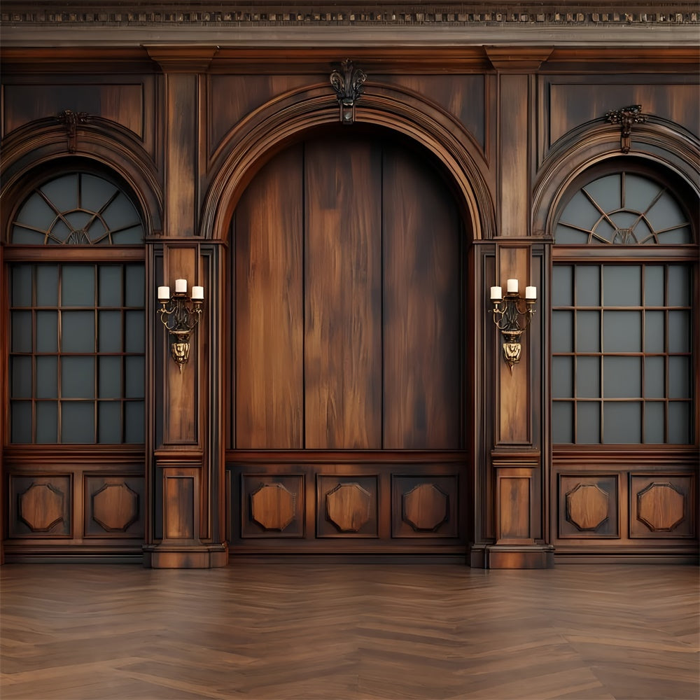Wood Wall Backdrop Vintage Wood Panel Archway Backdrop CSH2-220