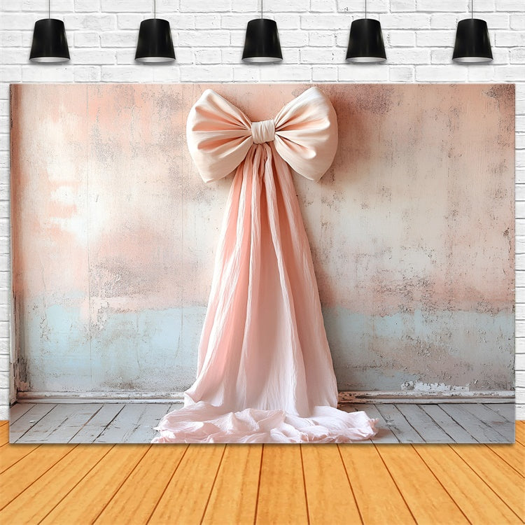 Vintage Wall Backdrop Soft Blush Satin Bow Draped Backdrop CSH2-221