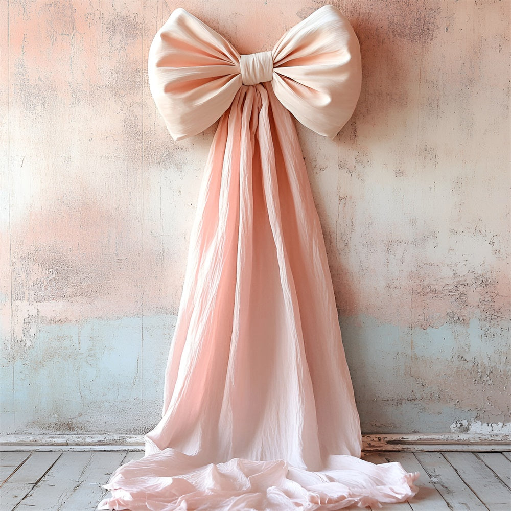 Vintage Wall Backdrop Soft Blush Satin Bow Draped Backdrop CSH2-221