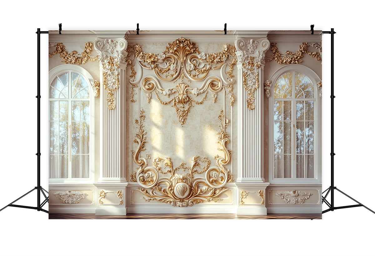 Flower Wall Backdrop Vintage Golden Arch Floral Backdrop CSH2-223