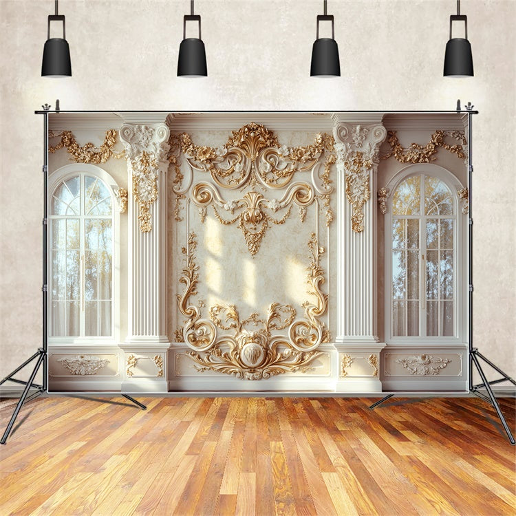 Flower Wall Backdrop Vintage Golden Arch Floral Backdrop CSH2-223